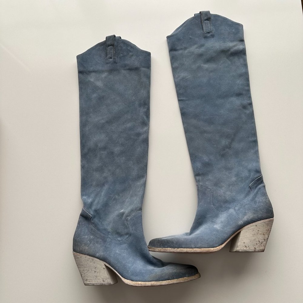 Vince Camuto Glissonda Boot Powder Blue Made in Italy Size 40